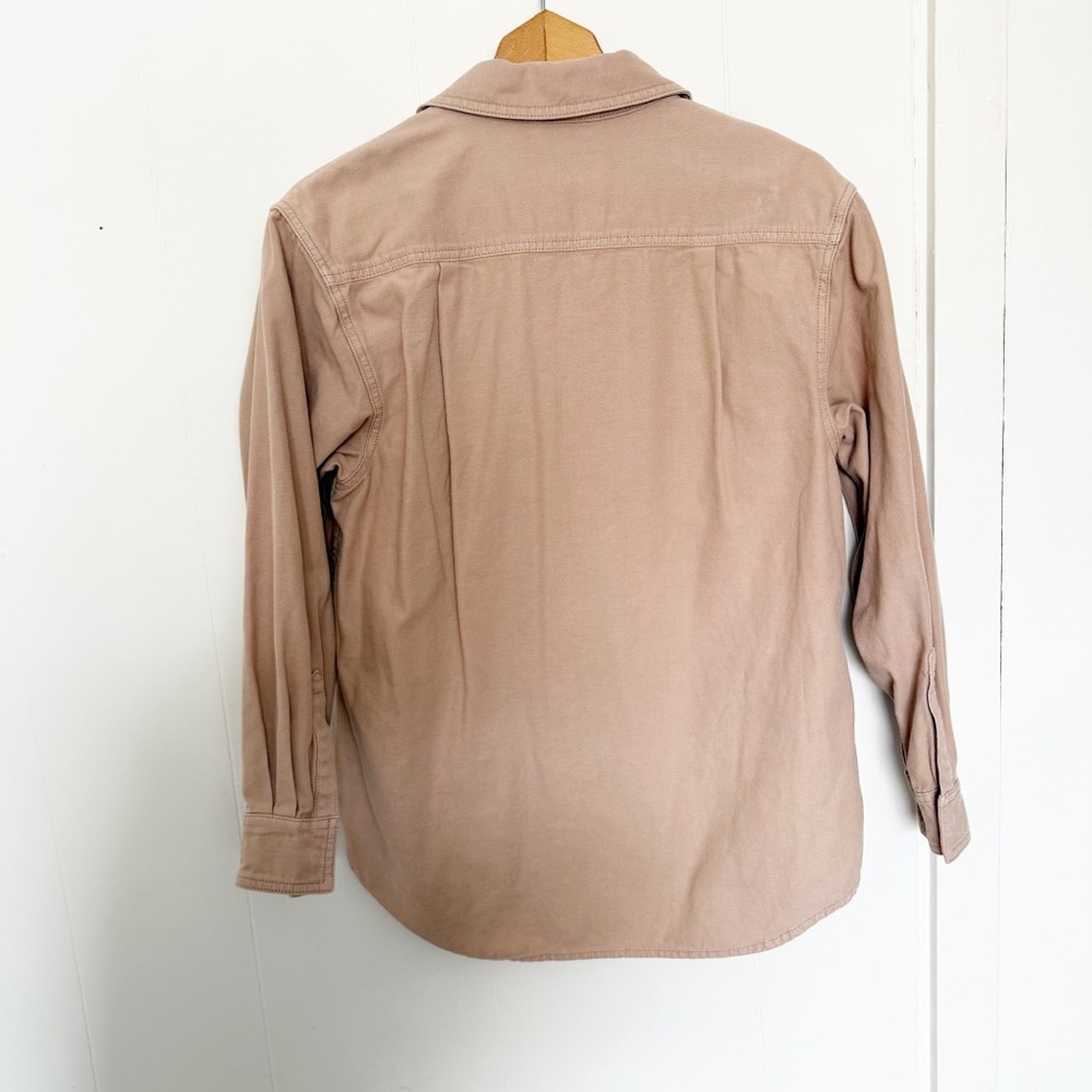 Aritzia TNA 100% Cotton Shirt Jacket Button Up Pockets Size 1 Beige Tan - Picture 2 of 6